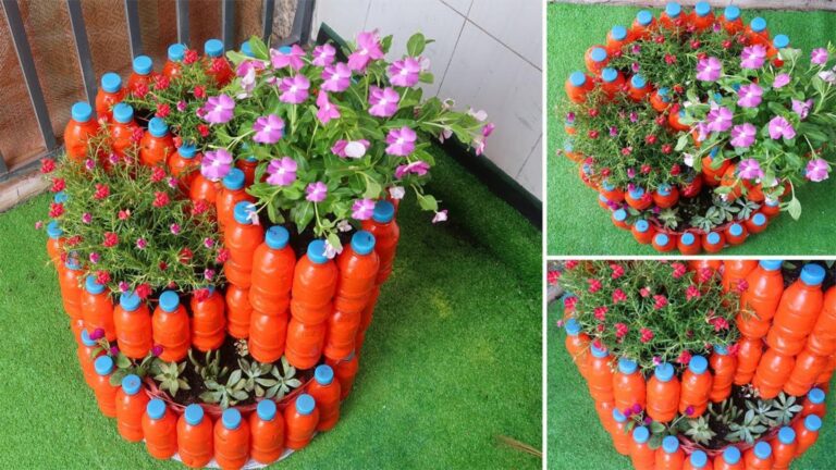 Mit dieser einfachen Idee verwandelst du alte Plastikflaschen in einen bunten Spiralgarten…