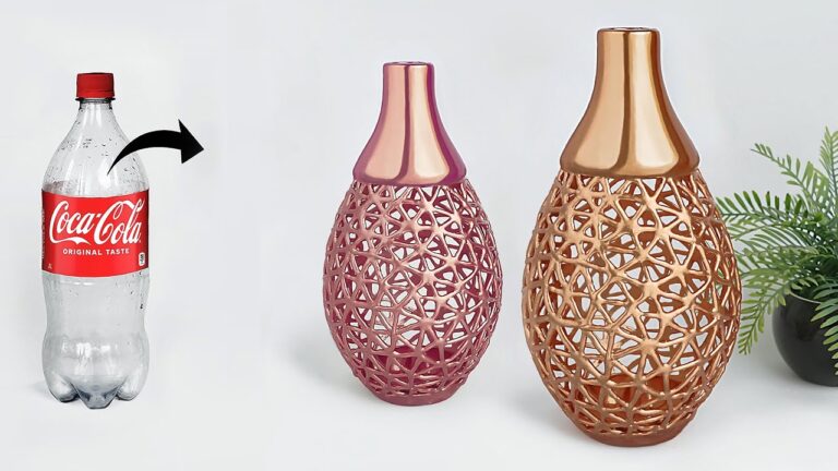 7 kreative Ideen für einen Blumenvasen aus Plastikeflaschen mit Zement