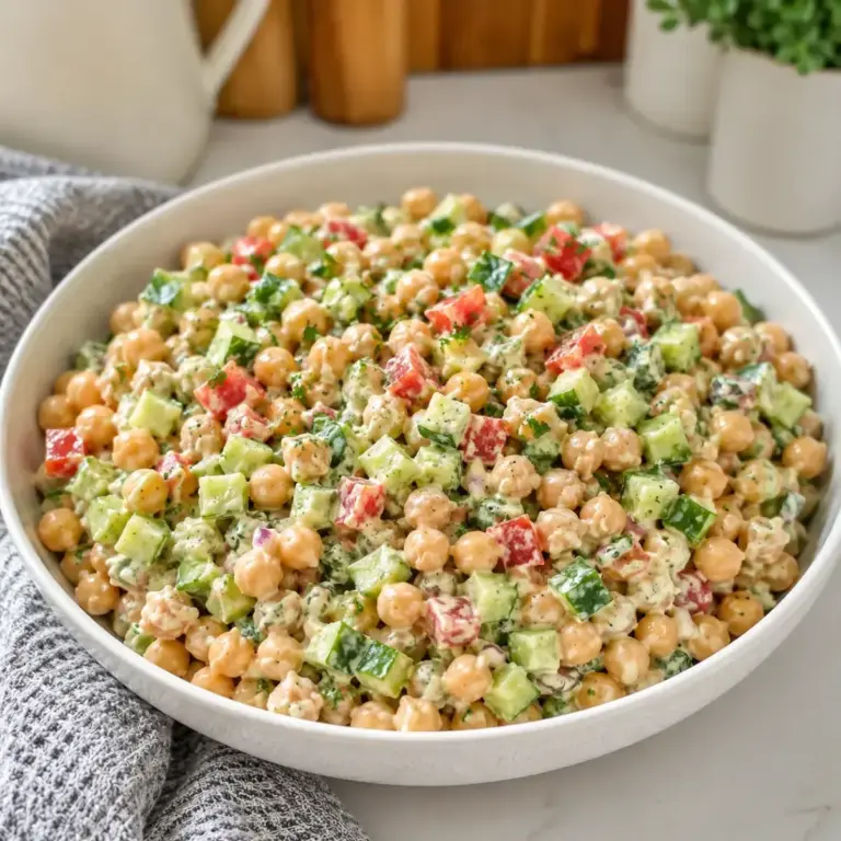 Kichererbsensalat mit Gurke und cremiger Joghurtsauce